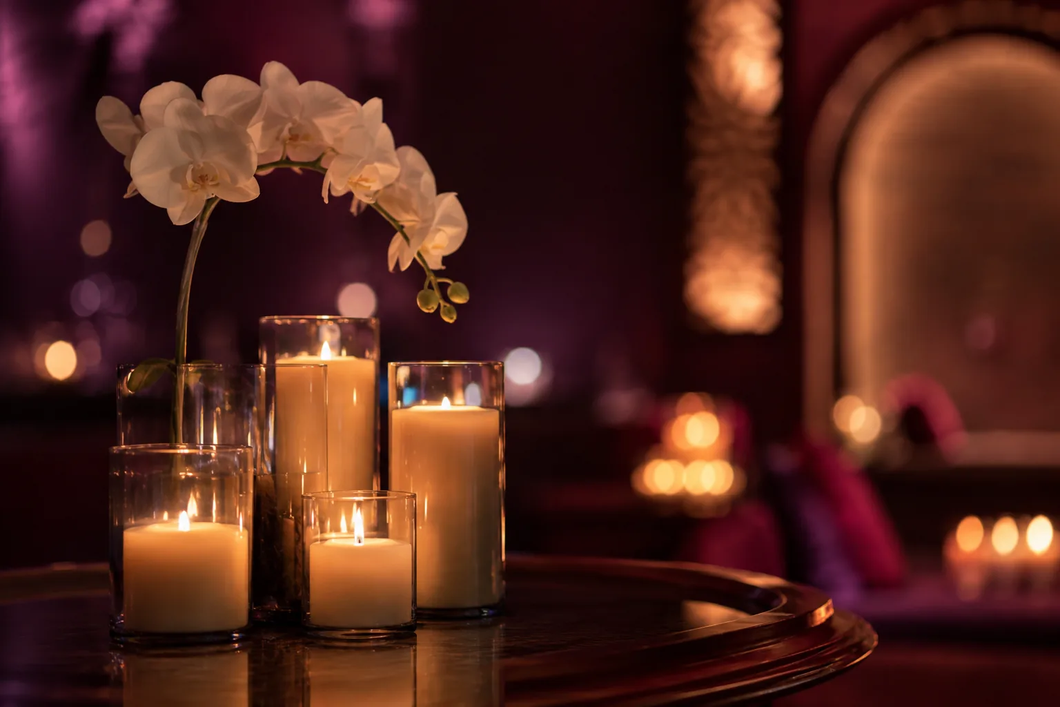Mum ve orkide düzeni — Lila Spa, Güngören misafirlerine hizmet veren salon
