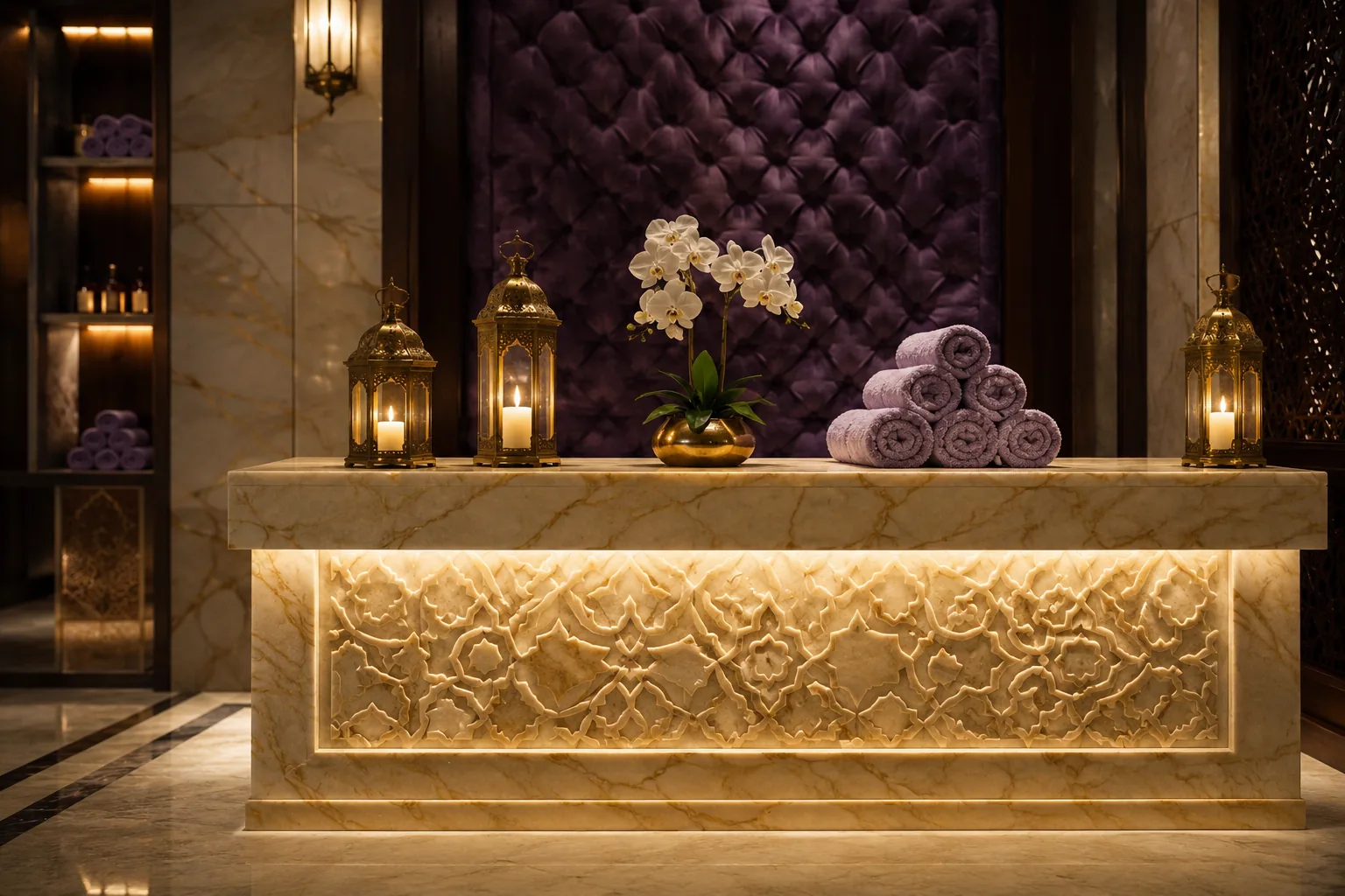 Resepsiyon bankosu — Lila Spa, Güngören misafirlerine hizmet veren salon